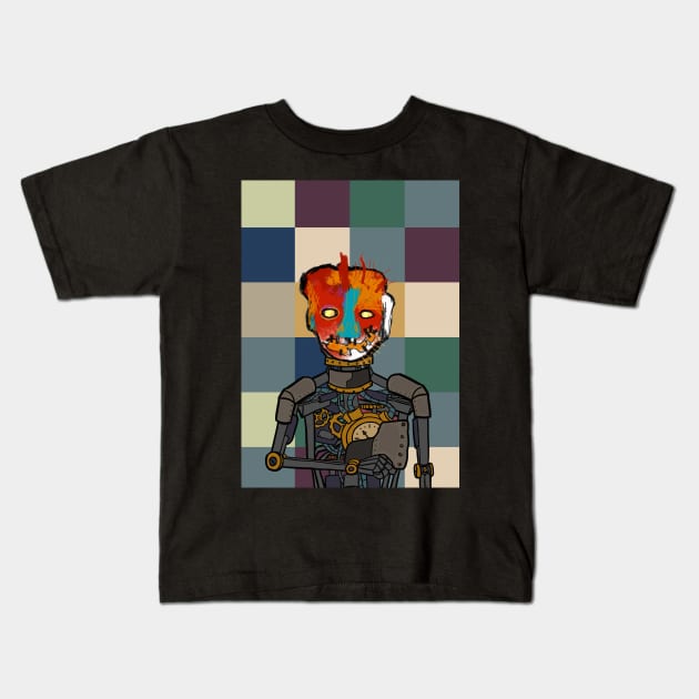 Dive into NFT Character - RobotMask Pixel with Street Eyes on TeePublic Kids T-Shirt by Hashed Art